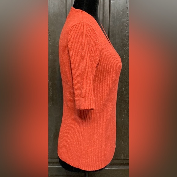 Kathy Lee shortsleeved red brick metallic sweater - Size Medium - Picture 2 of 9